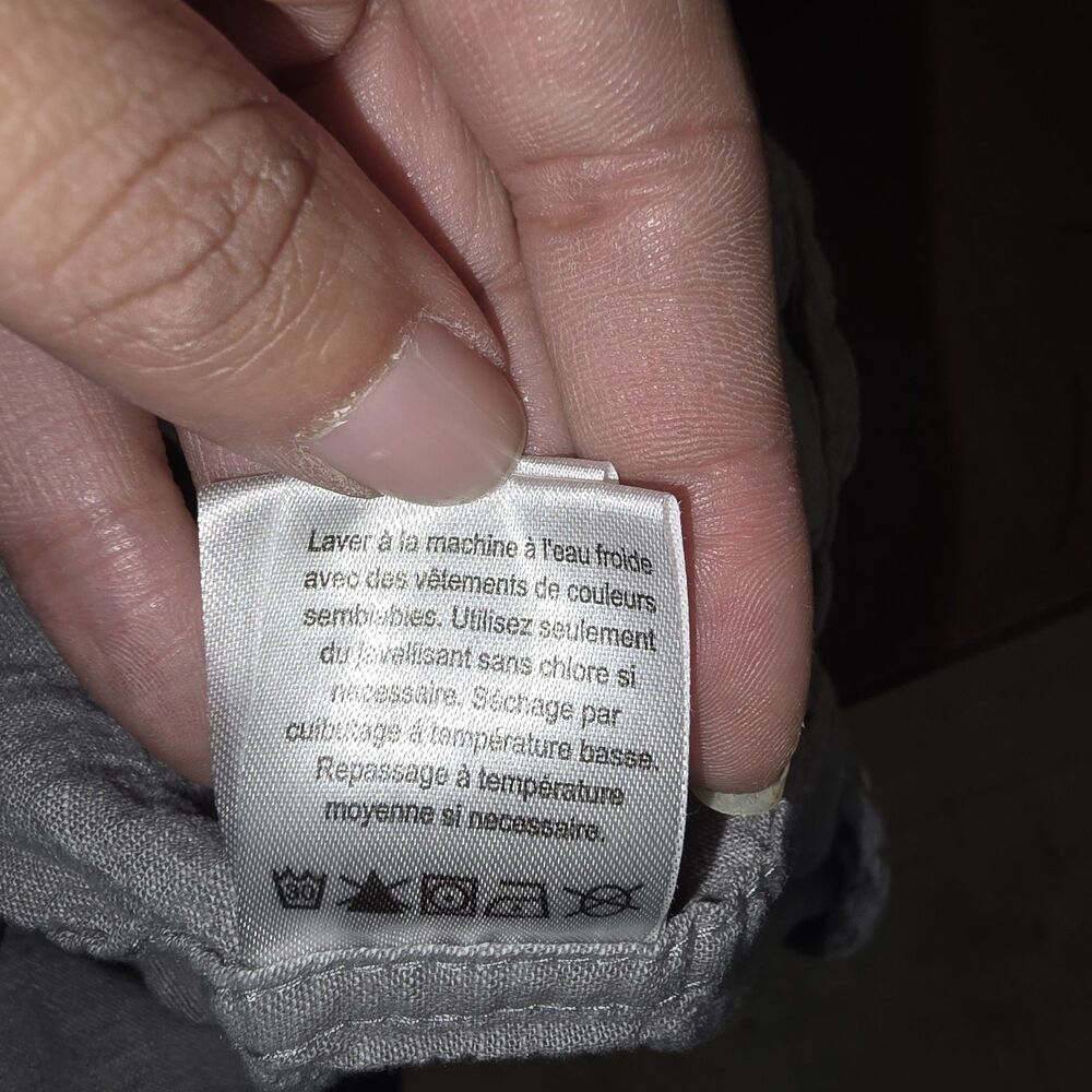 Tenth Ocean Shirt Large Washable Linen Short Sleeve Spread Collar Gray (C) - Picture 8 of 8
